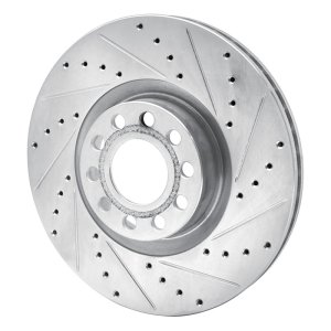Audi S6 Brake Rotor (1) - Front Right - R1 Concepts - Drilled & Slotted - Silver - `99-`04
